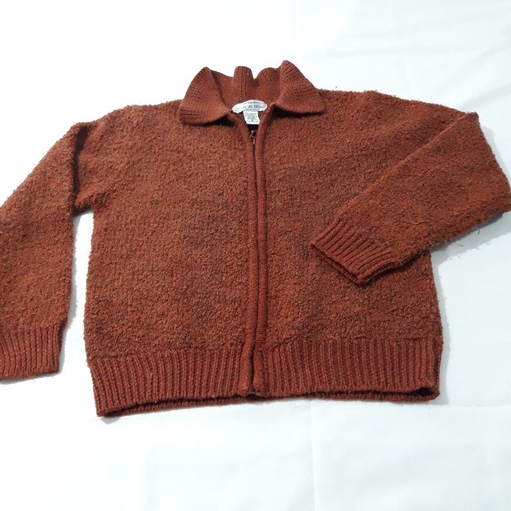 Vintage Diane & White Brown Knitted Jacket  Full-Zip Closure Long Sleeves Small